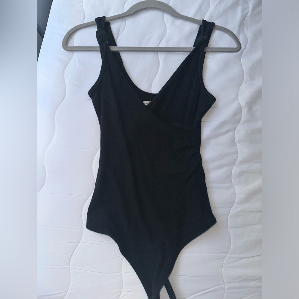 Shoulder-Knot Black Bodysuit Abercrombie & Fitch